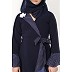 Polka dotted mother and daughter matching combo abaya- Navy Blue